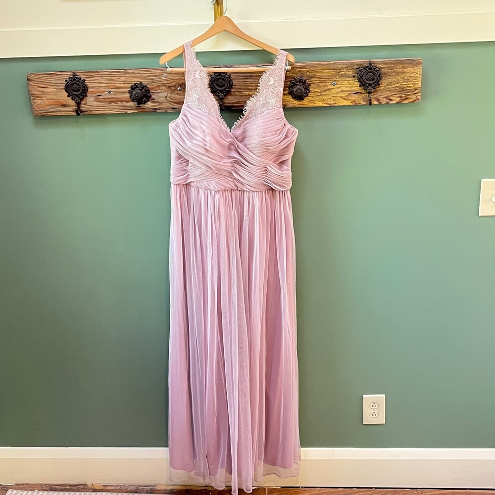 Hitherto Lilac Lace Bodice Tulle Maxi Dress Formal Gown Evening Party‎ Size 14